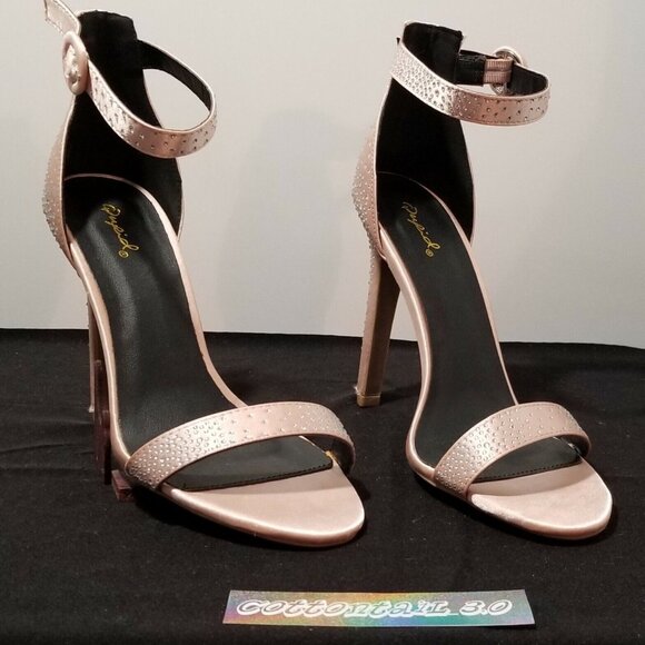 Qupid Women's Heels - Blush / Pink / Nude w/ Crystals - Size 8 - NEW - Picture 1 of 5